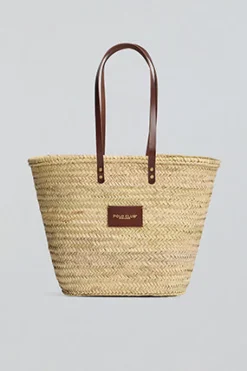 Capazo grande color natural con logo Polo Club