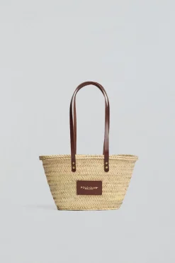 Capazo pequeño color natural con logo Polo Club
