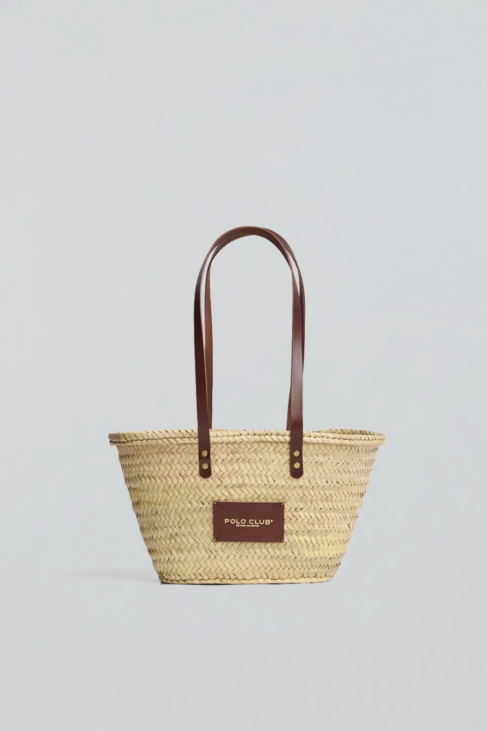 Capazo pequeño color natural con logo Polo Club