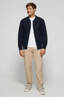 Cardigan de punto azul marino con logo Polo Club