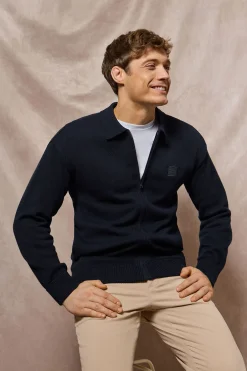 Cardigan de punto azul marino con logo Polo Club