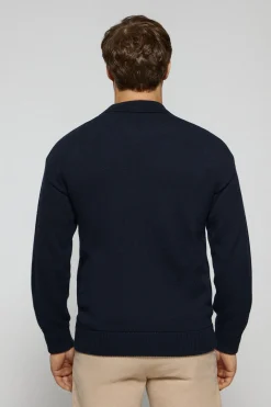 Cardigan de punto azul marino con logo Polo Club