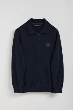 Cardigan de punto azul marino con logo Polo Club