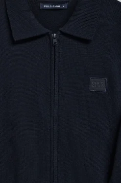 Cardigan de punto azul marino con logo Polo Club