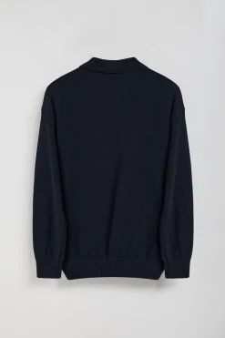 Cardigan de punto azul marino con logo Polo Club