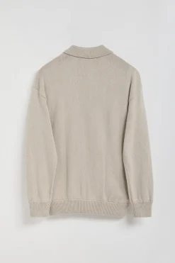 Cardigan de punto gris piedra con logo Polo Club