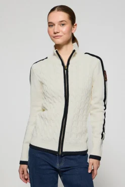Cardigán beige con cremallera y parche Nautic Polo Club