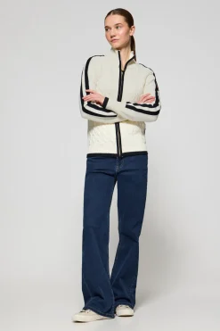 Cardigán beige con cremallera y parche Nautic Polo Club