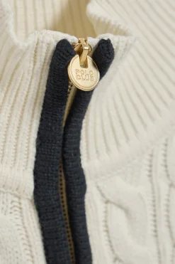 Cardigán beige con cremallera y parche Nautic Polo Club