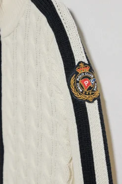 Cardigán beige con cremallera y parche Nautic Polo Club