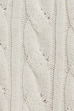 Cardigán beige trenzado con cremallera y logo náutico
