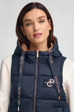 Chaleco acolchado azul marino con logo Polo Club