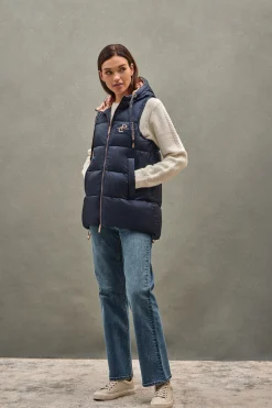 Chaleco acolchado azul marino con logo Polo Club
