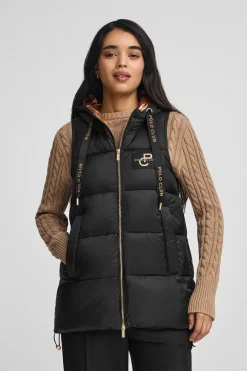 Chaleco acolchado negro con logo Polo Club