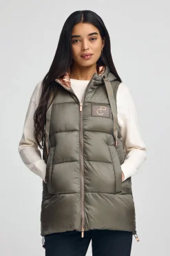 Chaleco acolchado verde militar con logo Polo Club