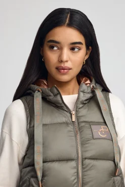 Chaleco acolchado verde militar con logo Polo Club