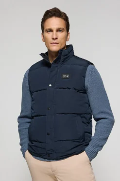 Chaleco azul acolchado con parche engomado Polo Club