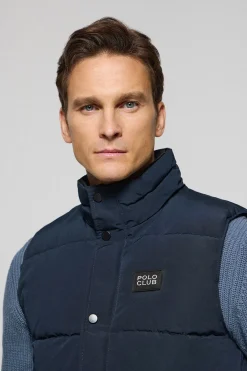 Chaleco azul acolchado con parche engomado Polo Club
