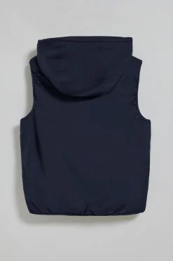 Chaleco azul marino ligero con capucha fija y detalles Polo Club