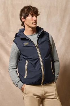 Chaleco azul marino ligero con capucha fija y detalles Polo Club