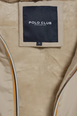 Chaleco beige ligero con capucha fija y detalles Polo Club
