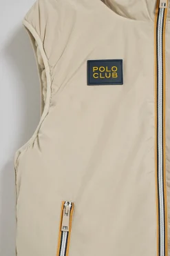 Chaleco beige ligero con capucha fija y detalles Polo Club