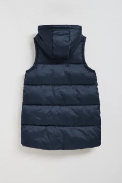 Chaleco Ice acolchado azul marino de capucha fija y detalles Polo Club