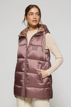 Chaleco Ice acolchado rosa taupe de capucha fija y detalles Polo Club