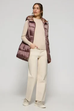 Chaleco Ice acolchado rosa taupe de capucha fija y detalles Polo Club