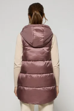 Chaleco Ice acolchado rosa taupe de capucha fija y detalles Polo Club