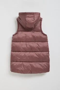 Chaleco Ice acolchado rosa taupe de capucha fija y detalles Polo Club