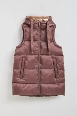 Chaleco Ice acolchado rosa taupe de capucha fija y detalles Polo Club