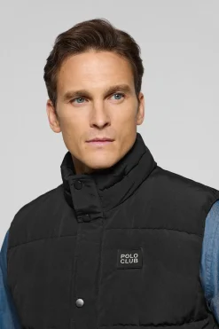 Chaleco negro acolchado con parche engomado Polo Club