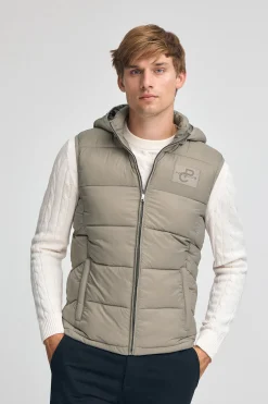 Chaleco ultralight color piedra con logo Polo Club