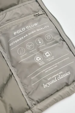 Chaleco ultralight color piedra con logo Polo Club