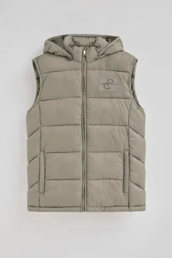 Chaleco ultralight color piedra con logo Polo Club