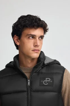 Chaleco ultralight negro con logo Polo Club