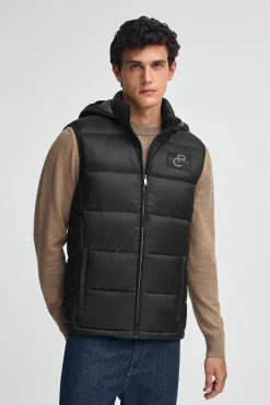 Chaleco ultralight negro con logo Polo Club