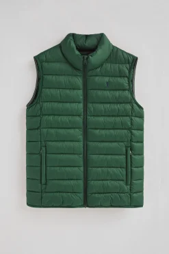 Chaleco ultralight verde botella con logo Rigby Go