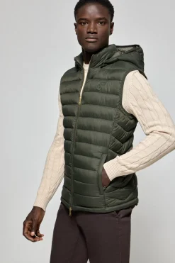 Chaleco ultralight verde Pau de capucha extraíble y bordado PC