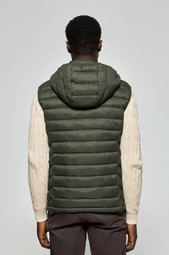 Chaleco ultralight verde Pau de capucha extraíble y bordado PC