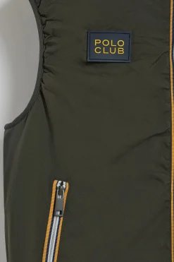 Chaleco verde ligero con capucha fija y detalles Polo Club