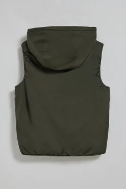 Chaleco verde ligero con capucha fija y detalles Polo Club
