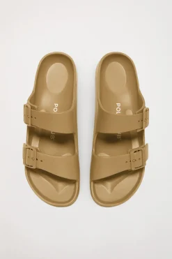 Chancla bio camel para mujer con hebillas