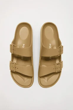 Chancla bio camel para mujer con hebillas