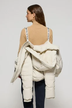 Chaqueta acolchada gris Glacier de capucha fija y detalles Polo Club