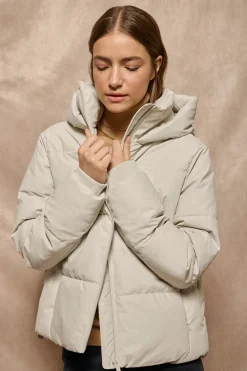 Chaqueta acolchada gris Glacier de capucha fija y detalles Polo Club