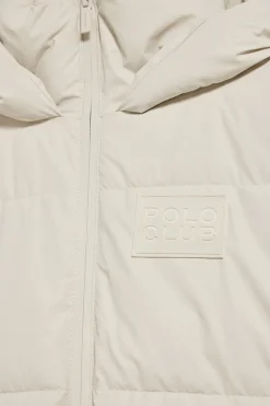 Chaqueta acolchada gris Glacier de capucha fija y detalles Polo Club