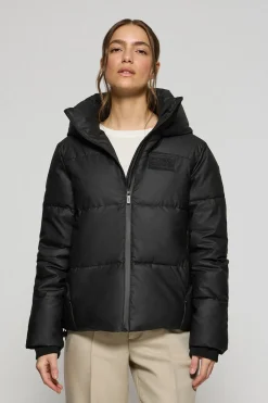 Chaqueta acolchada negra Glacier de capucha fija y detalles Polo Club