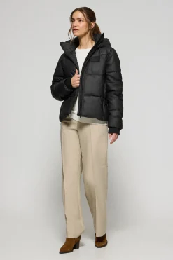Chaqueta acolchada negra Glacier de capucha fija y detalles Polo Club